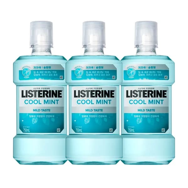 리스테린 쿨민트 마일드 구강청결제 750ml 3개 19,600원