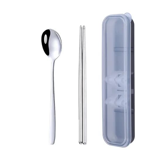 맘툴 소리나지 않는 도시락 수저세트, 블랙, 숟가락+젓가락+케이스, 18.5cm, 1개