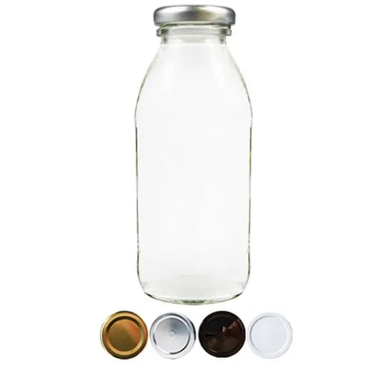 HHmall 유리병 쥬스형, 실버캡, 300ml, 1개