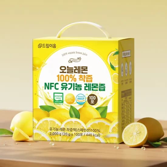 드림이음 오늘레몬 100% 착즙 NFC 유기농 레몬즙, 20g, 100포, 1박스