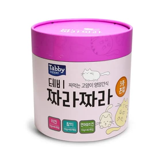 테비 짜라짜라 고양이 영양간식, 혼합 (치킨+참치+연어와치킨), 10g, 120개입