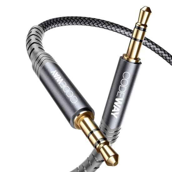 코드웨이 3.5mm AUX 스테레오 오디오 케이블, 그레이, 1.5m, 1개