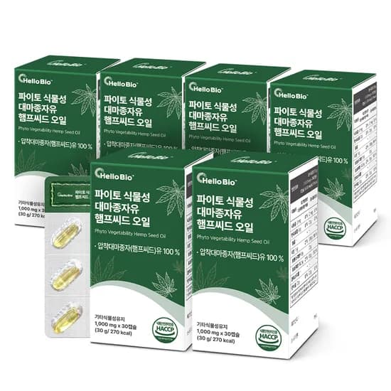 GioBio 파이토 식물성 대마종자유 햄프씨드 오일 30캡슐 6박스