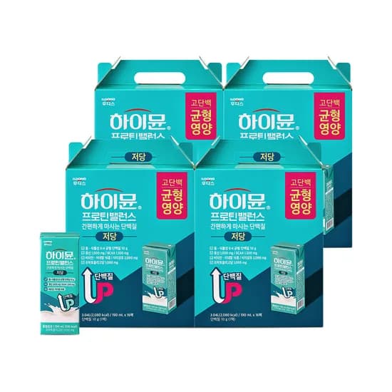 일동후디스 하이뮨 프로틴 밸런스 음료 저당 190ml 16팩 4개