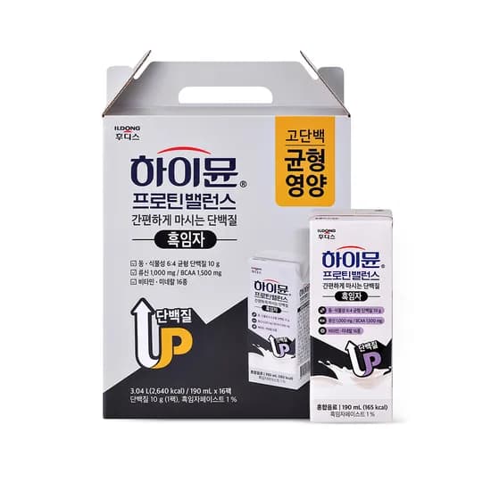 하이뮨 프로틴 밸런스, 하이뮨 음료 흑임자, 190ml, 16개
