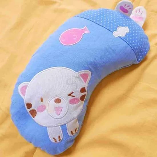 유아 어린이 메밀베개 낮잠베개 고양이 반달, 블루, 34x16x7cm, 1개