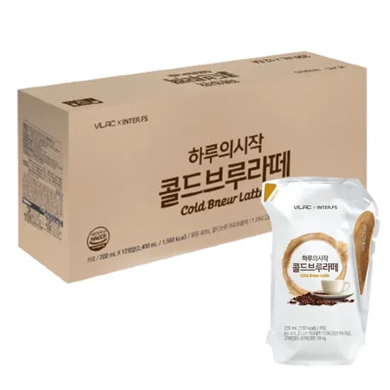 비락 하루의시작 콜드브루라떼, 200ml, 12개