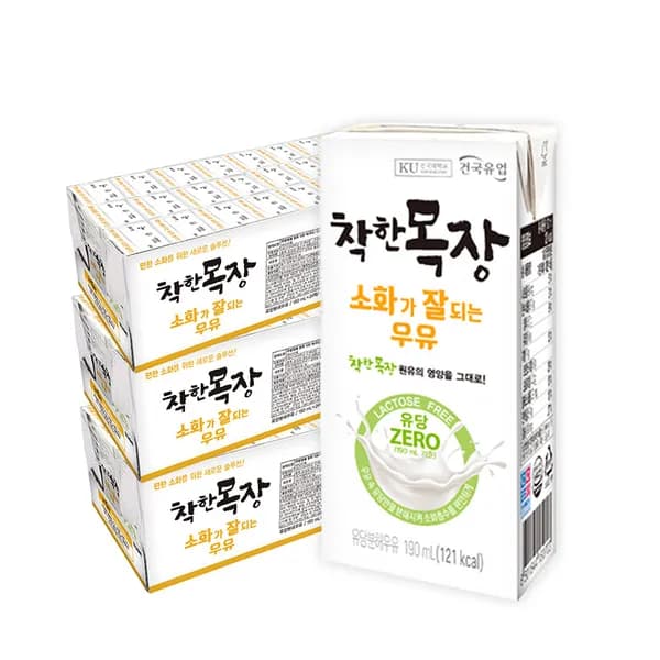 건국유업 착한목장 소화가 잘되는 우유 190ml 72개 49,900원