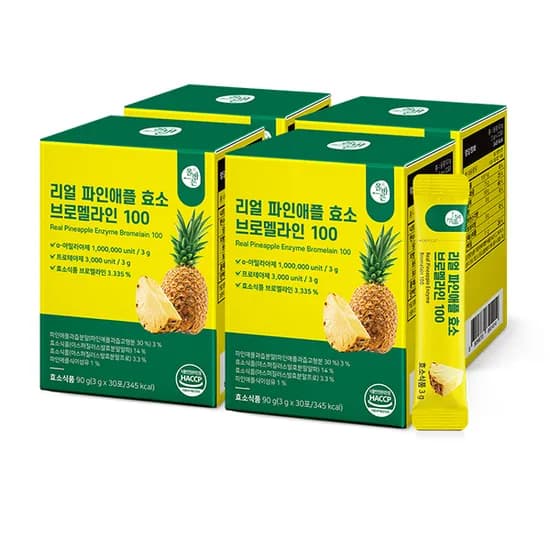 올바른 리얼 파인애플 효소 브로멜라인 100, 3g, 30포, 4박스