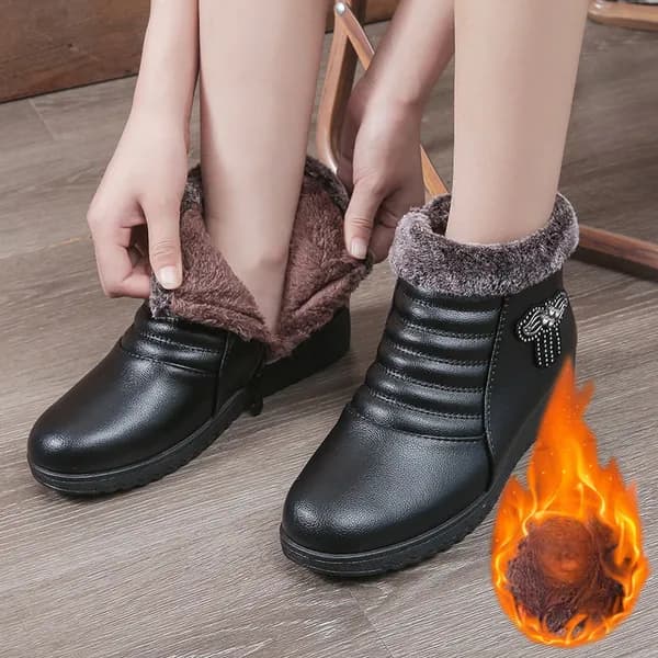 털 안감 여성 가죽 부츠 블랙 240mm 1켤레
