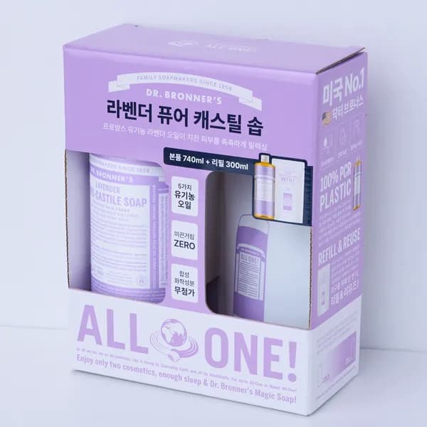 닥터브로너스 라벤더 퓨어 캐스틸 솝, 740ml + 300ml, 2개