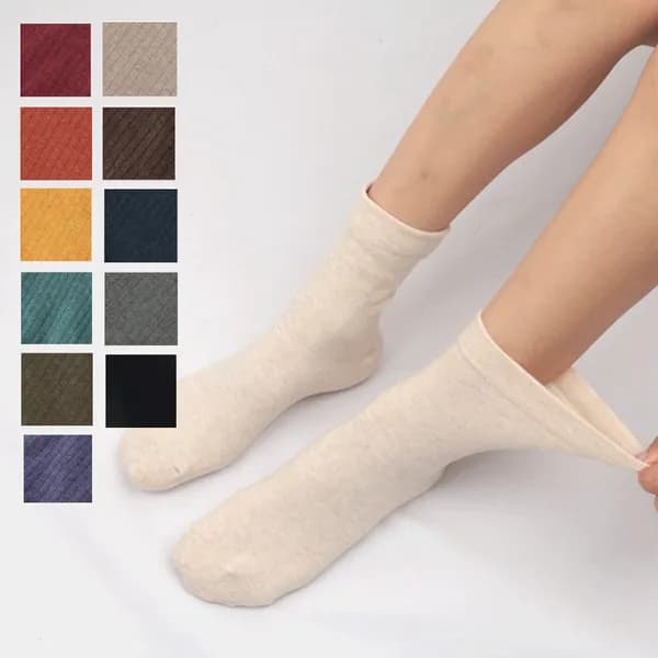 BAENY SOCKS 여성용 무지 중목 양말 다크브라운 5켤레