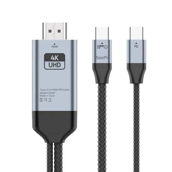 PD 100W USB C타입 to HDMI 4K TV연결 미러링 케이블 CH46P, 2m, 1개