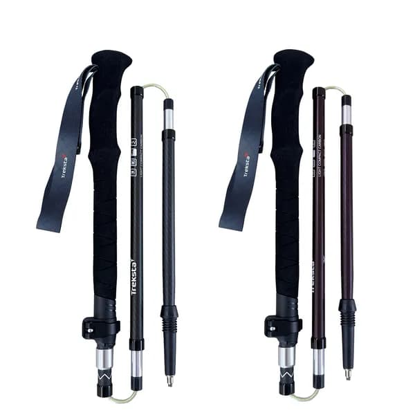 트렉스타 라이트콤팩트 초경량 카본 5단 접이식 등산스틱 블랙 L사이즈(110-130cm) 2P