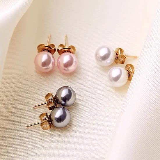 엘르주얼리 14K 스와로브스키 진주 귀걸이 골드필드, 화이트, 10mm