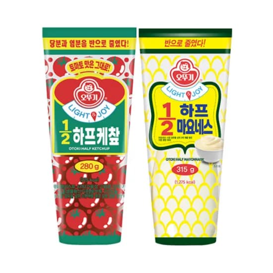 오뚜기 LIGHT&JOY 1/2 하프케찹 + 하프마요네즈, 280g, 315g, 2개