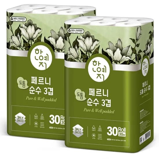한예지 페르니 도톰 순수 3겹 30m 30롤입 2개