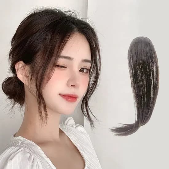 긴 앞머리 가발 네추럴 부분 헤어피스 DD-13333, 다크브라운, 1개