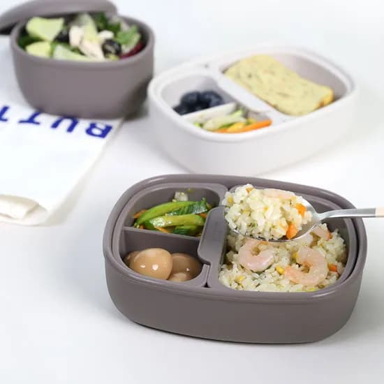 하우스팁 3단분리가능 실리콘 도시락용기, 챠콜, 1개