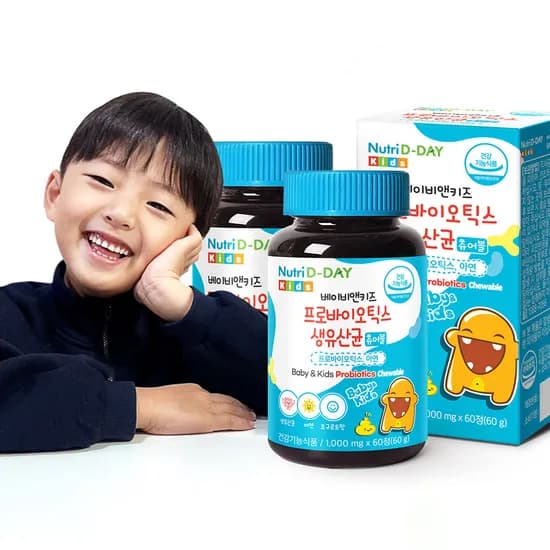 뉴트리디데이 베이비앤키즈 프로바이오틱스 생유산균 아연 츄어블 30정 2개