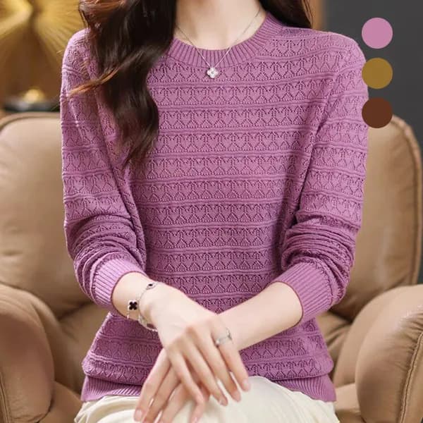 홀리 패턴 라운드넥 니트 브라운 23,400원