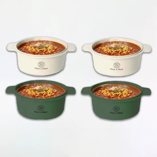 맥스 앤 맥스 전자레인지 라면 용기, 아이보리 1L 2개 + 올리브그린 1L 2개, 4개