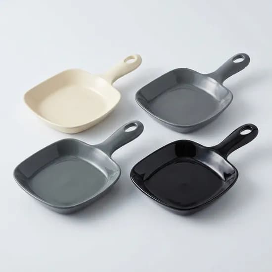 슬림형 다용도 손잡이 사각 앞접시 그레이 14x9cm 5개입 1개