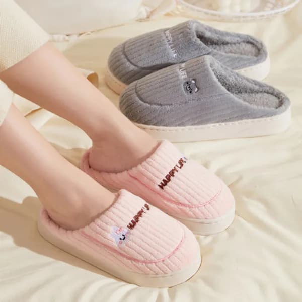 해피털 겨울 방한 쿠션 털 슬리퍼 실내화 그레이 270 1개