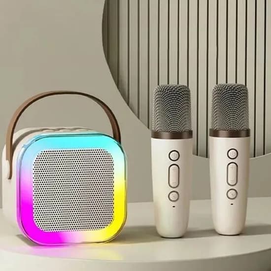 듀얼 마이크 블루투스 스피커, K-12, 베이지, 1개