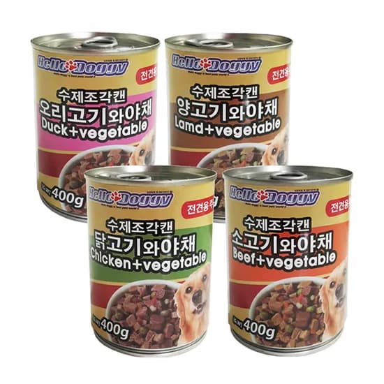 헬로도기 강아지 수제조각캔, 오리고기와야채, 400g, 6개
