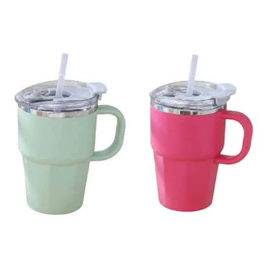 304 스텐 손잡이 머그잔 그린+레드 600ml 2개입