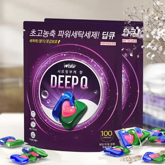 아이러브베베 딥큐 캡슐 세탁세제 샤르망부케향 100개입 2개