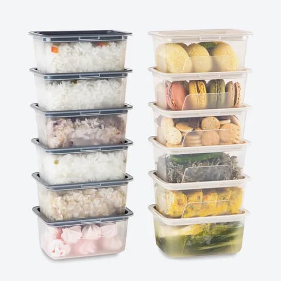 인콕 사각 냉동밥보관 용기 420ml, 그레이 6개 + 아이보리 6개, 12개