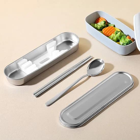바네 스텐 도시락 수저 수저통 세트, 1개