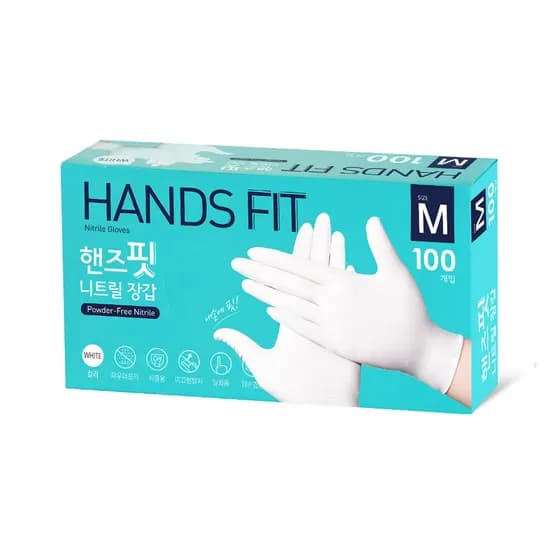 핸즈핏 니트릴장갑 M 화이트 100매입 1개