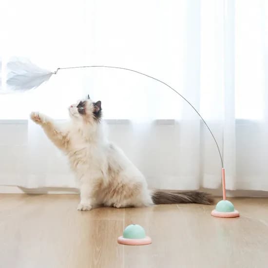 미우프 고양이 깃털 낚시대 UFO 장난감, 오렌지, 1개