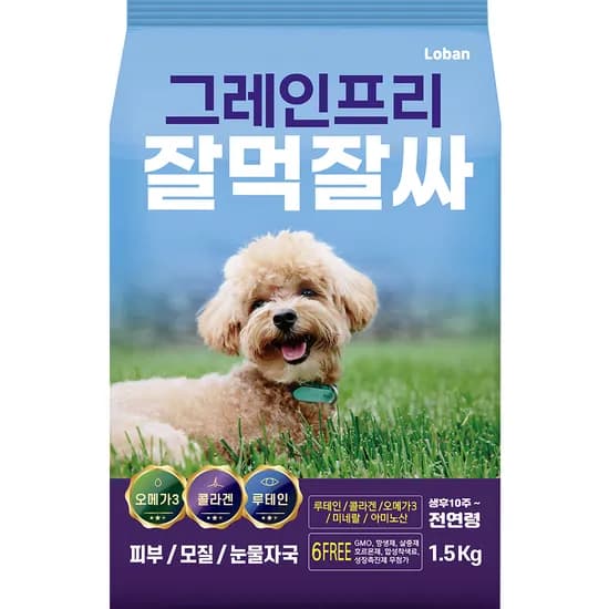 잘먹잘싸 강아지 사료, 그레인프리, 1.5kg, 1개