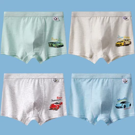 와이비비 남아 스포츠카 슈퍼카 자동차 사각 드로즈 팬티 4종세트, 드로잉, XL