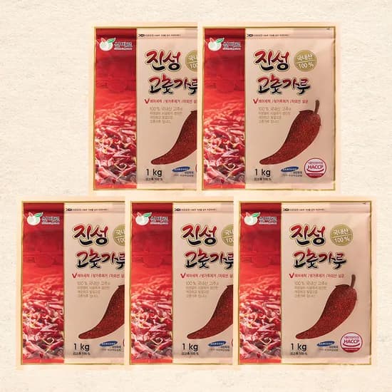 경북 영양 고춧가루, 보통맛, 김치 한식용, 1kg, 5팩