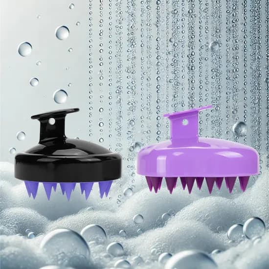 두피케어 샴푸 브러쉬, 퍼플, 타원형, 2개