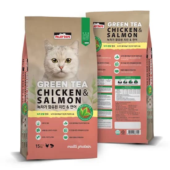 파미데이즈 녹차 치킨 연어 대용량 고양이 사료, 15kg, 1개, 닭+연어