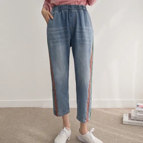 리오 배색 배기 밴딩 팬츠 데님 XL 14,800원