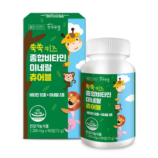 건국유업 쑥쑥키즈 종합비타민미네랄 츄어블 60정