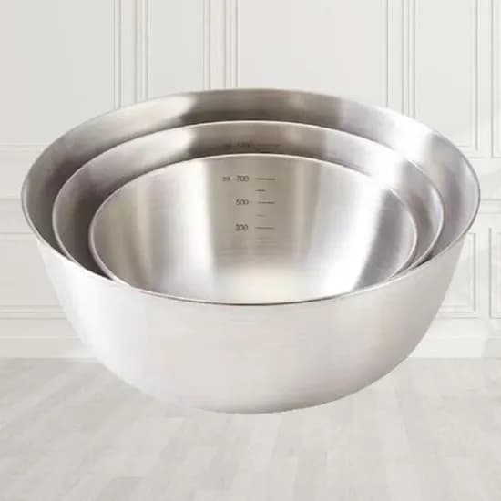 베이킹 요리 믹싱볼 스텐볼 세트, 700ml, 1200ml, 2000ml, 17x8x7cm, 19.5x9x8cm, 24.5x10.5x10.5cm, 3개