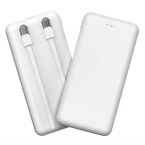 대용량 C타입 듀얼 케이블 일체형 보조배터리, 10000mAh, 2WAY, 화이트, 1개