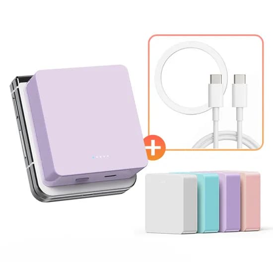 스마티 PD20W 고속 무선 충전 미니 맥세이프 보조배터리 10000mAh 맥세이프링 CtoC케이블 퍼플 1개
