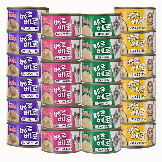 펫더맨 더캣츠 베로베로 캔, 콤보(4종 6개씩), 85g, 24개
