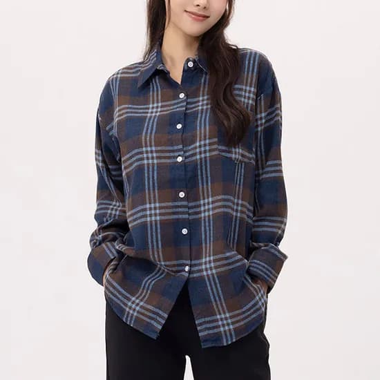 여성 빅 체크 남방 네이비 3XL 1개
