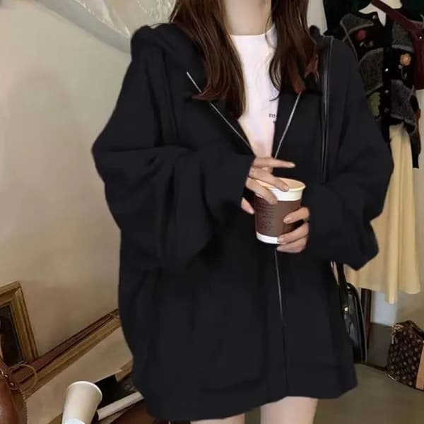 기모 남녀공용 데일리 루즈핏 후드집업 블랙 그레이 5XL