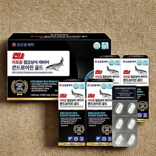 코오롱제약 리포좀 철갑상어 캐비어 콘드로이친 골드 선물 1,000mg 120정 1세트